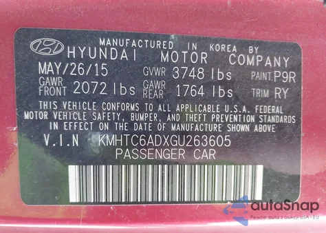 2016 Hyundai Veloster из США, поврежденный, VIN KMHTC6ADXGU263605